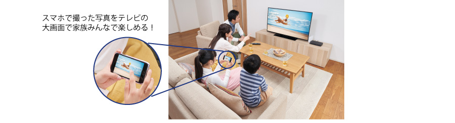 スマホで撮った写真をテレビの大画面で家族みんなで楽しめる！