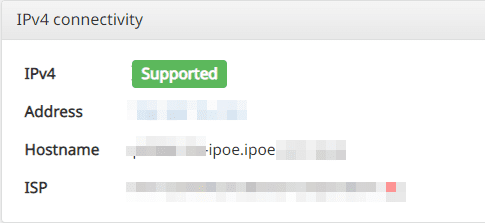 IPv6のキャプチャー画像 test IPv4 connectivity IPv4 Supported Address Hostname .ipoe.ipoe ISP